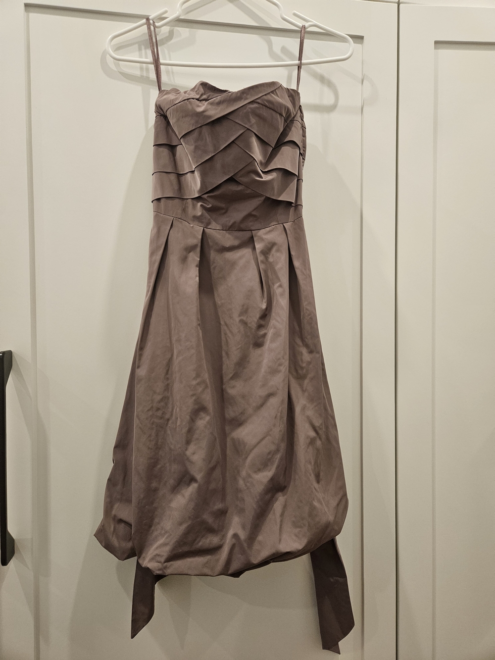 RW&CO. Dusty Mauve Strapless Ruffled Midi Dress